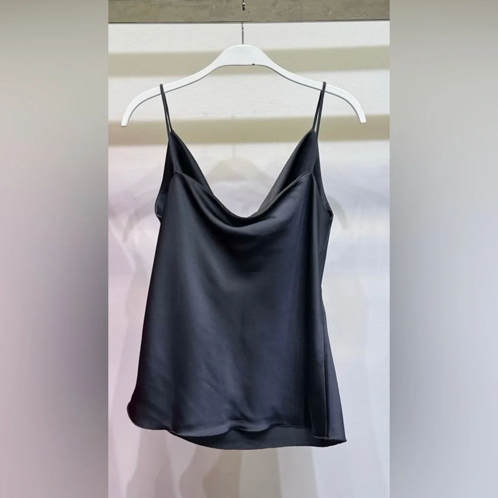 (9861-SOL-CHAR) SPAGHETTI STRAP COWL FRONT CAMI - Picture 2 of 6
